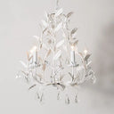 Retro Suspension Light - 5-Head Metallic Chandelier With Hanging Crystal White
