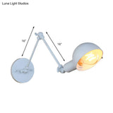 Retro Swing Arm Wall Lamp - Metallic Mini Sconce Light In White For Study Room