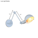 Retro Swing Arm Wall Lamp - Metallic Mini Sconce Light In White For Study Room