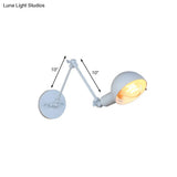 Retro Swing Arm Wall Lamp - Metallic Mini Sconce Light In White For Study Room