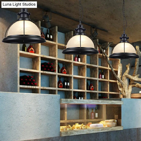 Retro White Glass Half-Globe Pendant Ceiling Light - Dining Room Suspension Lighting 1 Head