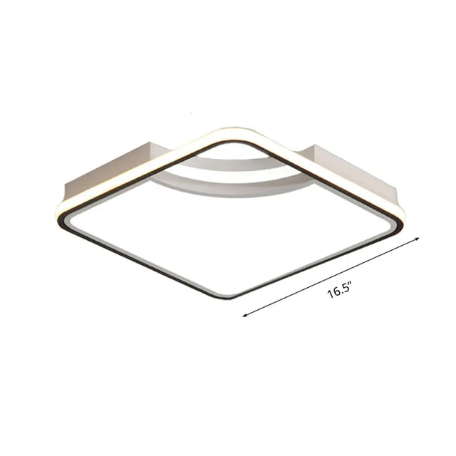 Rhombus Acrylic Flush Ceiling Lamp - 16.5/20.5 Wide Minimalist Bedroom Light White