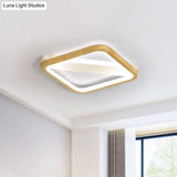 Rhombus Wood Flush Mount Light Led Minimalism Fixture In Beige | 13/17/21 Width