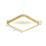 Rhombus Wood Flush Mount Light Led Minimalism Fixture In Beige | 13/17/21 Width