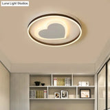 Ring Kid Bedroom Flush Ceiling Light - Cute Heart Acrylic Led Lamp
