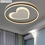 Ring Kid Bedroom Flush Ceiling Light - Cute Heart Acrylic Led Lamp