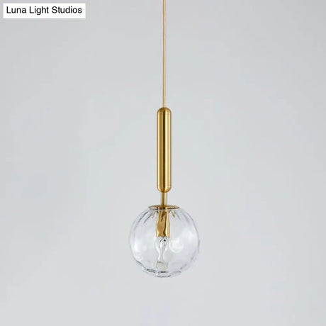 Ripple Glass Ball Pendant Lamp - Postmodern Gold Finish Ceiling Light