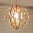 Rippling Sphere Wood Pendant Light Kit - Asian 1 Beige Hanging Fixture For Table