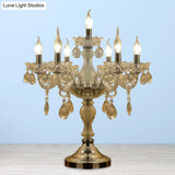 Rita - Elegant Candelabra Bedroom Table Light Traditional Clear Crystal 5/6/7 Heads Chrome Night