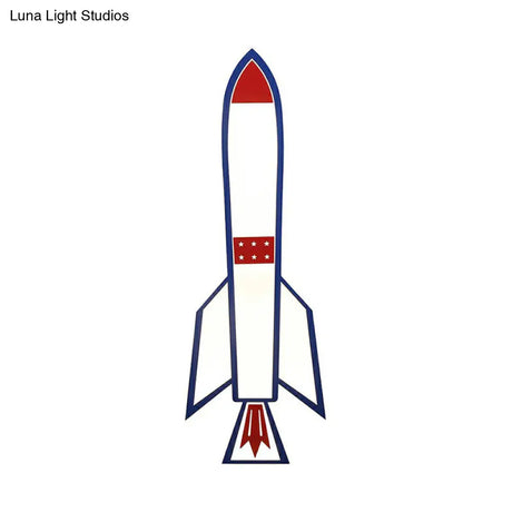 Rocket Child Room Led Flush Mount Ceiling Light In Blue - Simplicity And Acrylic Design