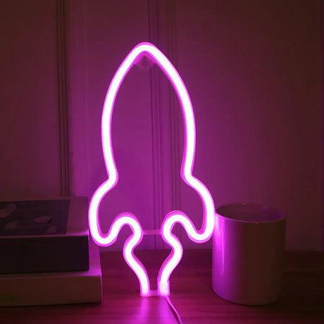 Rocket Inspired Night Stand Lamp - Led Wall Light For Childrens Bedroom Usb Powered White / Pink