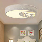 Rocket Metal Ceiling Lamp For Game Room - Stylish White Moon Flush Mount Light /