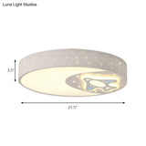 Rocket Metal Ceiling Lamp For Game Room - Stylish White Moon Flush Mount Light