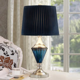 Rolande - Vintage Black Barrel Shade Night Table Lamp Style Pleated Fabric 1 Bulb Bedroom Desk Light