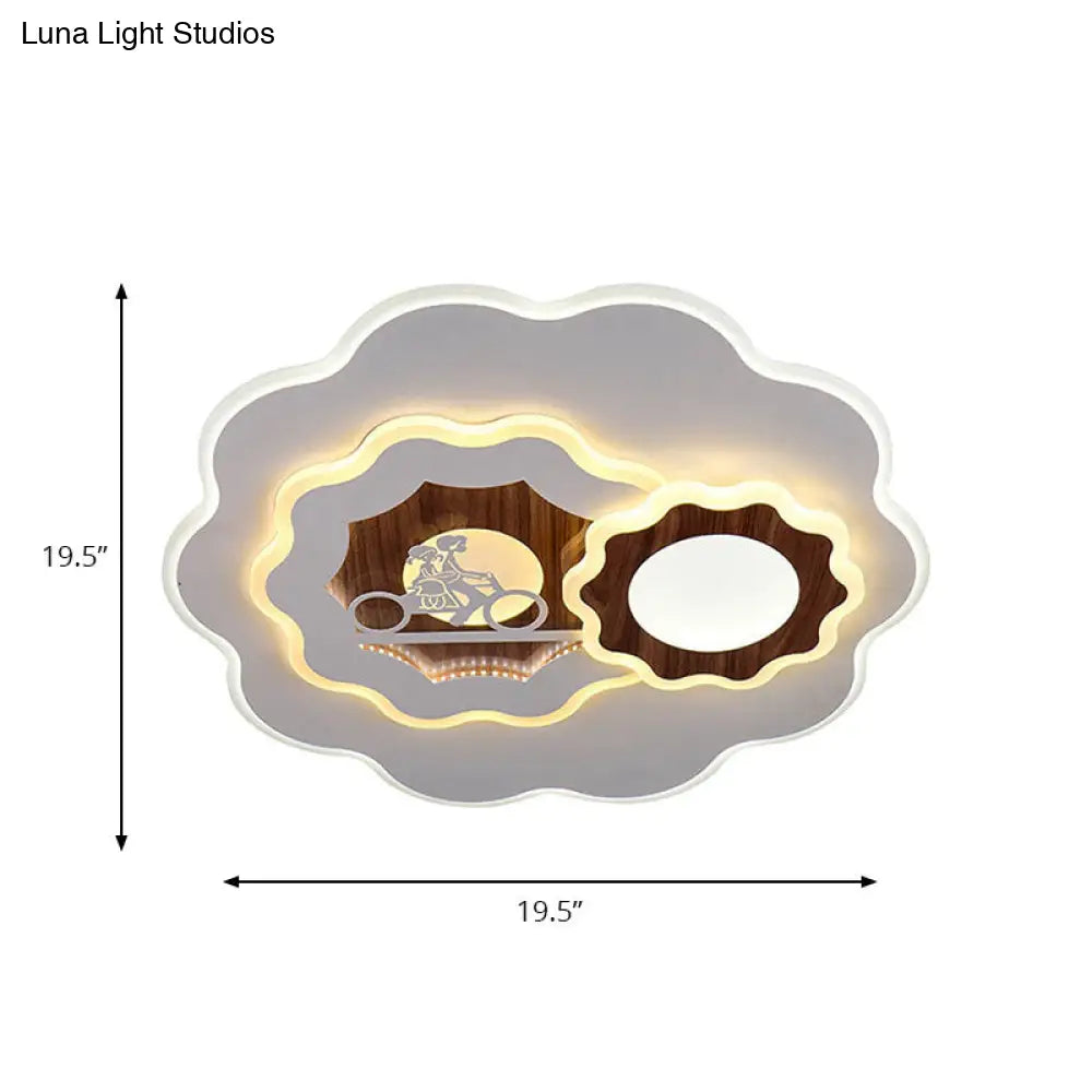 Romantic Acrylic Blossom Ceiling Mount Flush Light In White For Adult Bedroom
