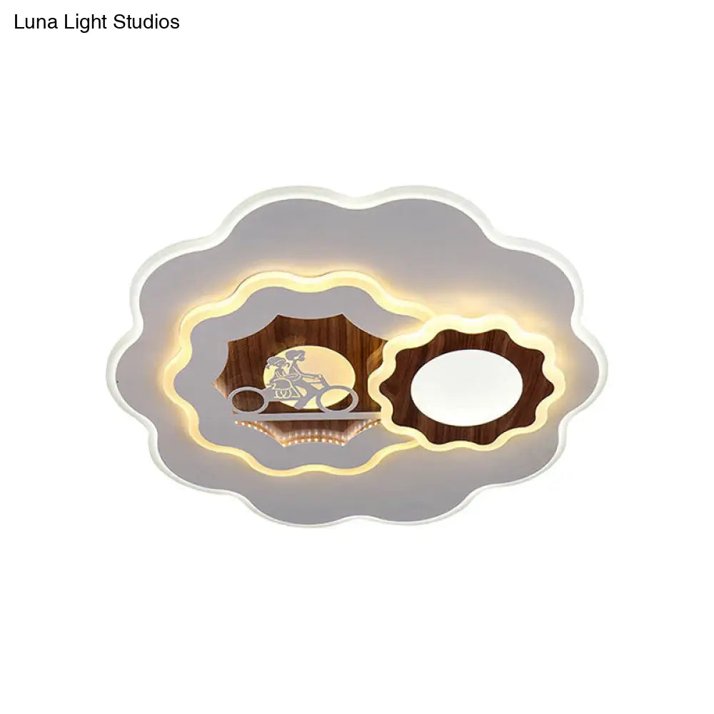 Romantic Acrylic Blossom Ceiling Mount Flush Light In White For Adult Bedroom
