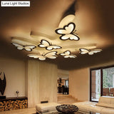Romantic Butterfly Ceiling Light For Girls Bedroom - White Acrylic Flush Mount