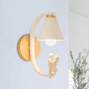Romantic Cone Shade Wall Sconce With Metal Couple Detail - Ideal For Study Room Lighting White