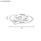 Romantic Heart Ceiling Light - Acrylic Flush Mount In White For Adult & Child Bedroom