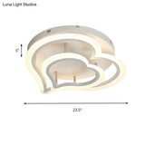 Romantic Heart Ceiling Light In Acrylic White Finish - Ideal For Child Bedroom