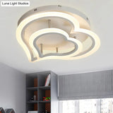 Romantic Heart Ceiling Light In Acrylic White Finish - Ideal For Child Bedroom