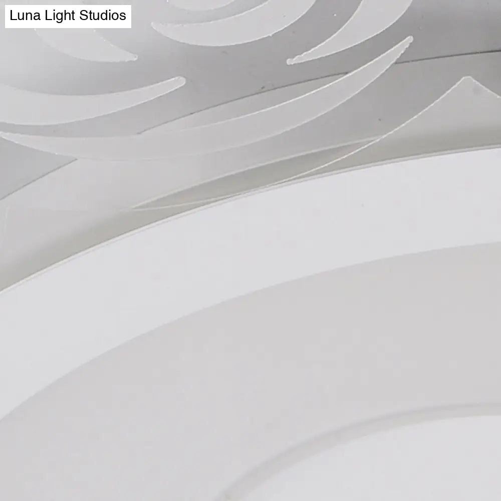 Romantic Led Ceiling Mount Light With Acrylic Rose Edge - Ideal For Girls’ Bedroom