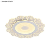 Romantic Led Ceiling Mount Light With Acrylic Rose Edge - Ideal For Girls’ Bedroom