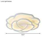 Romantic Led Flush Mount Acrylic White Rose Ceiling Light 16.5/20.5 Inches Wide