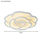 Romantic Led Flush Mount Acrylic White Rose Ceiling Light 16.5/20.5 Inches Wide