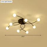 Romantic Twist Arm Black Ceiling Light: Multi - Head Semi Flushmount For Living Room