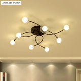 Romantic Twist Arm Black Ceiling Light: Multi - Head Semi Flushmount For Living Room