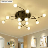 Romantic Twist Arm Black Ceiling Light: Multi - Head Semi Flushmount For Living Room