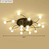 Romantic Twist Arm Black Ceiling Light: Multi - Head Semi Flushmount For Living Room