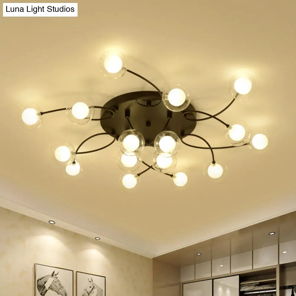 Romantic Twist Arm Black Ceiling Light: Multi - Head Semi Flushmount For Living Room