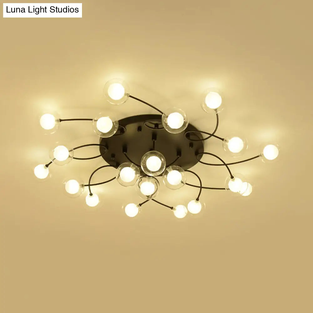 Romantic Twist Arm Black Ceiling Light: Multi - Head Semi Flushmount For Living Room