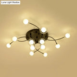 Romantic Twist Arm Black Ceiling Light: Multi - Head Semi Flushmount For Living Room
