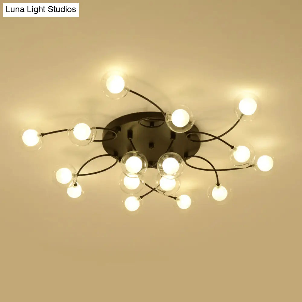 Romantic Twist Arm Black Ceiling Light: Multi - Head Semi Flushmount For Living Room