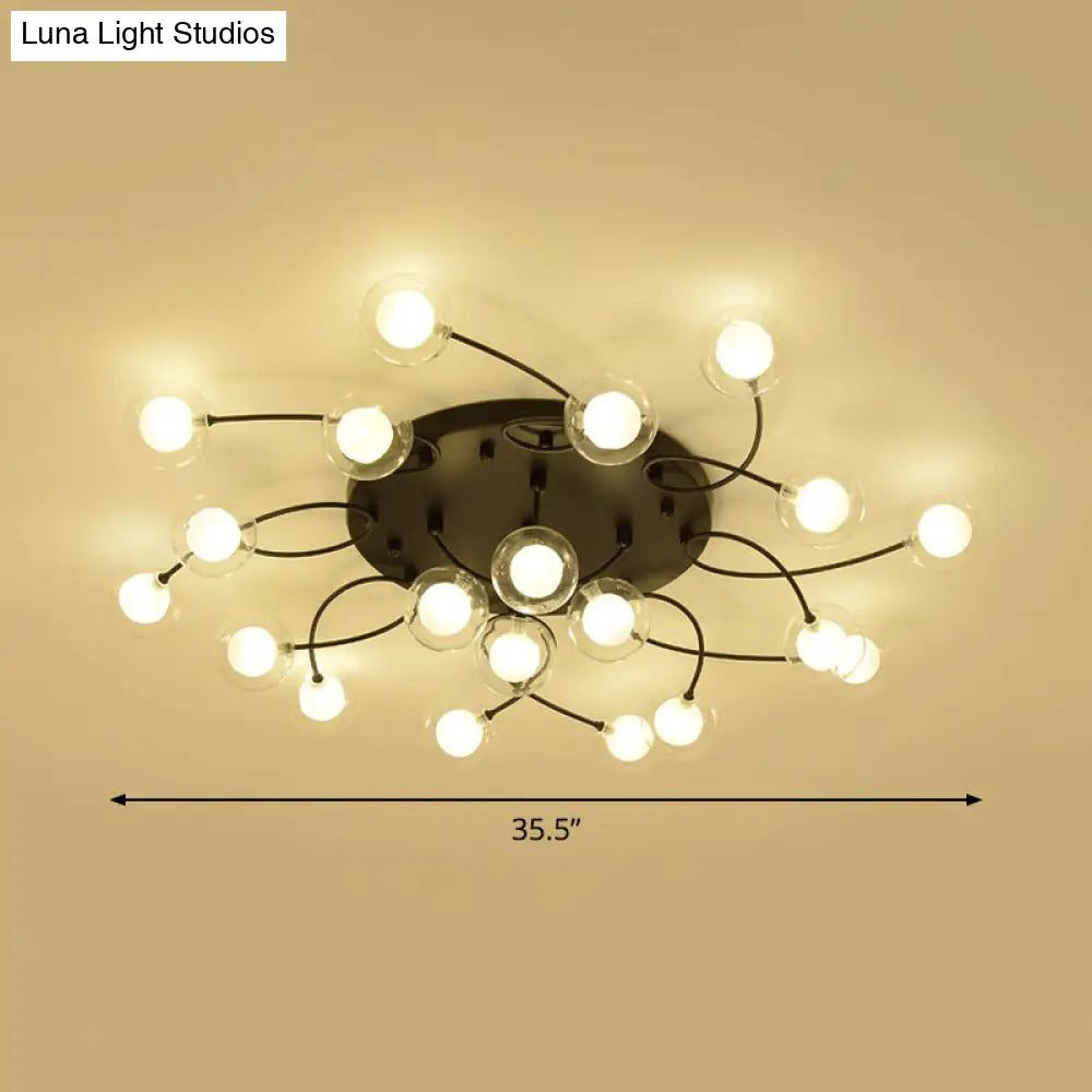 Romantic Twist Arm Black Ceiling Light: Multi - Head Semi Flushmount For Living Room