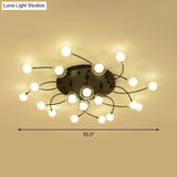 Romantic Twist Arm Black Ceiling Light: Multi - Head Semi Flushmount For Living Room