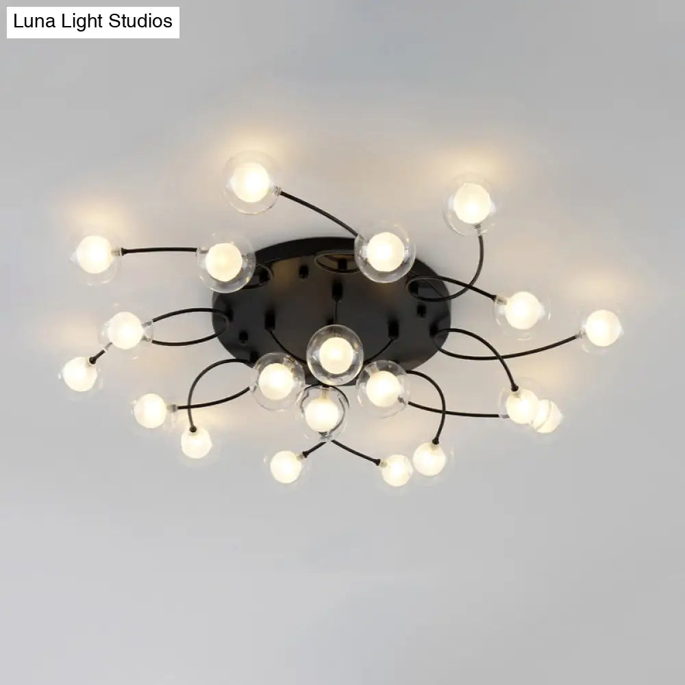 Romantic Twist Arm Black Ceiling Light: Multi - Head Semi Flushmount For Living Room