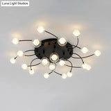 Romantic Twist Arm Black Ceiling Light: Multi - Head Semi Flushmount For Living Room