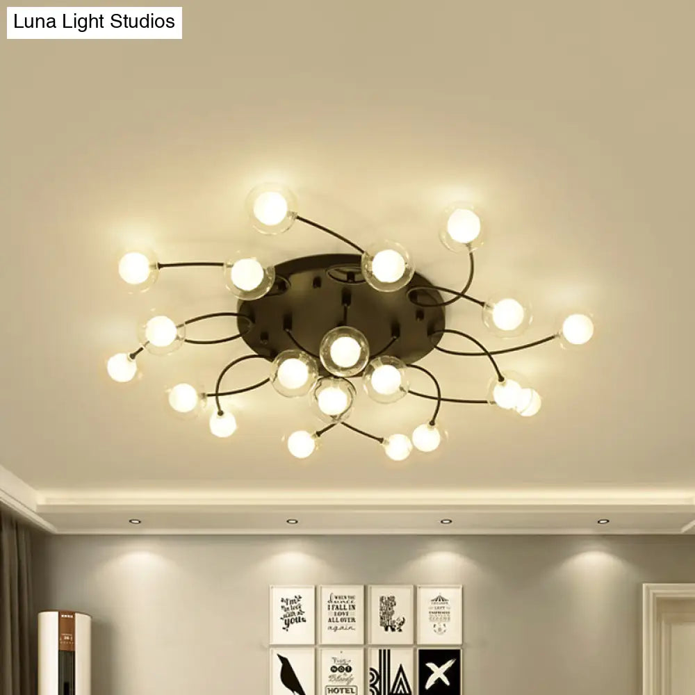Romantic Twist Arm Black Ceiling Light: Multi - Head Semi Flushmount For Living Room