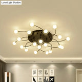 Romantic Twist Arm Black Ceiling Light: Multi - Head Semi Flushmount For Living Room