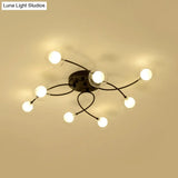 Romantic Twist Arm Black Ceiling Light: Multi - Head Semi Flushmount For Living Room