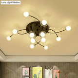 Romantic Twist Arm Black Ceiling Light: Multi - Head Semi Flushmount For Living Room