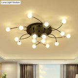 Romantic Twist Arm Black Ceiling Light: Multi - Head Semi Flushmount For Living Room