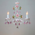 Romantic White Candlestick Chandelier With Pink Rose & Crystal Accents - Ceiling Light For Bedroom 3