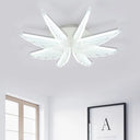 Romantic White Wing Flush Led Ceiling Lamp For Baby Room / 16.5’