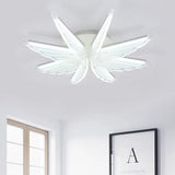 Romantic White Wing Flush Led Ceiling Lamp For Baby Room / 16.5’