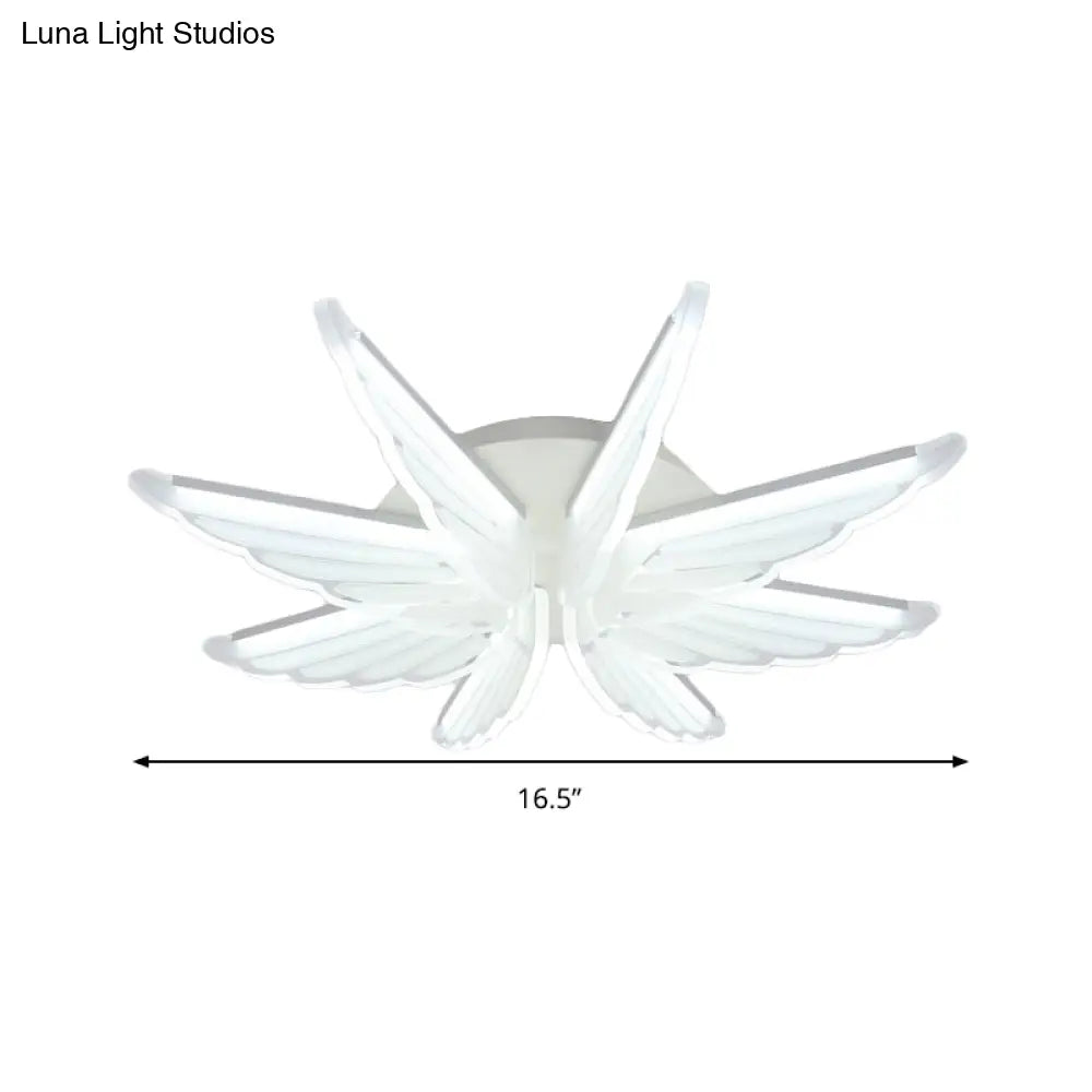Romantic White Wing Flush Led Ceiling Lamp For Baby Room
